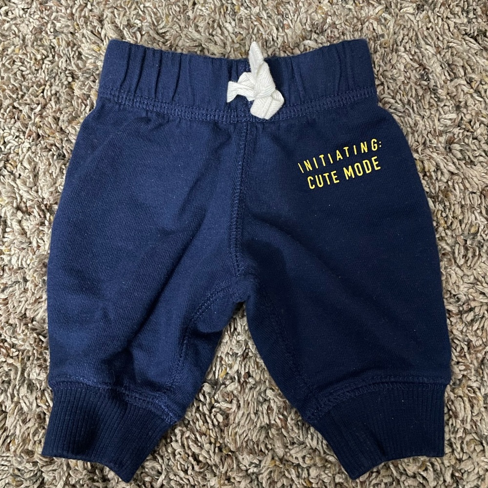 Navy Blue “Initiating Cute Mode” Newborn Pants